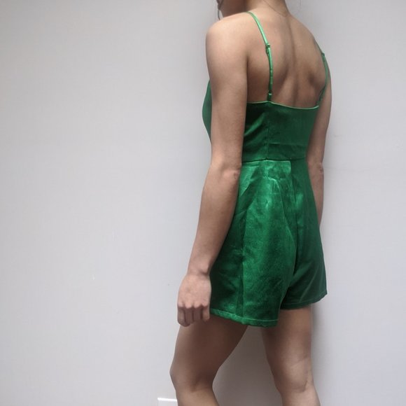 Urban Outfitters Green Shiny Romper - Picture 2 of 4